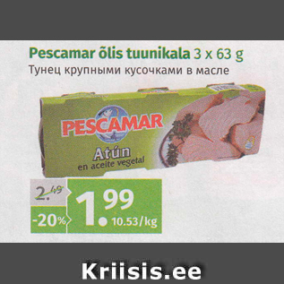 Allahindlus - Pescamar õlis tuunikala