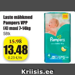 Allahindlus - Laste mähkmed Pampers VPP