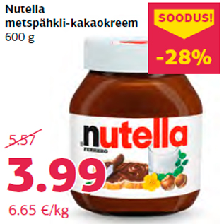 Allahindlus - Nutella metspähkli-kakaokreem 600 g