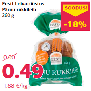 Allahindlus - Eesti Leivatööstus Pärnu rukkileib 260 g