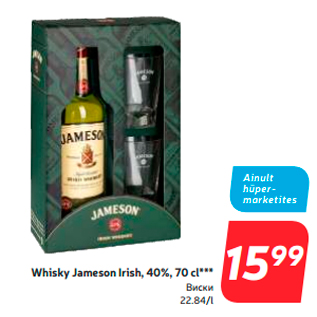 Allahindlus - Whisky Jameson Irish, 40%, 70 cl***