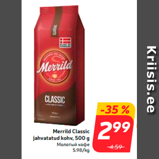 Allahindlus - Merrild Classic jahvatatud kohv, 500 g