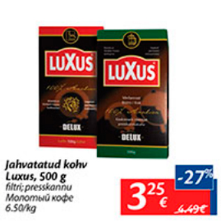 Allahindlus - Jahvatatud kohv Luxus, 500 g