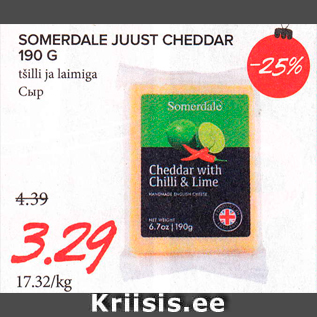 Allahindlus - SOMERDALE JUUST CHEDDAR 190 G