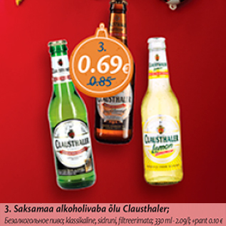 Allahindlus - Saksamaa alkohoolivaba õlu Clausthaler; 330 ml