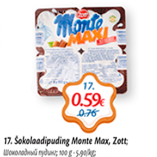 Allahindlus - Šokolaadipuding Monte Max, Zott; 100 g