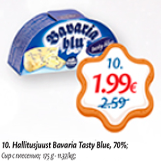 Allahindlus - Hallitusjuust Bavaria Tasty Blue, 70%; 175 g