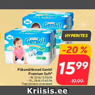 Allahindlus - Püksmähkmed Genki! Premium Soft*