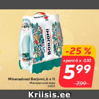 Allahindlus - Mineraalvesi Borjomi, 6 x 1 l