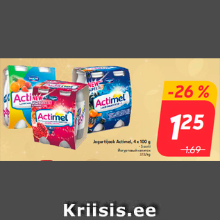 Allahindlus - Jogurtijook Actimel, 4 x 100 g