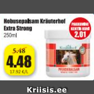 Allahindlus - Hobusepalsam Kräuterhof Extra Strong 250 ml