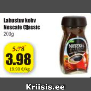 Allahindlus - Lahustuv kohv Nescafe Classic 200 g