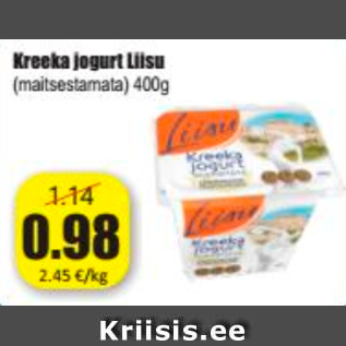 Allahindlus - Kreeka jogurt Liisu