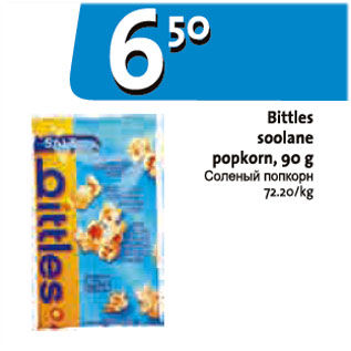 Allahindlus - Bittles soolane popkorn, 90 g