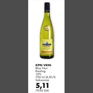 Allahindlus - Kpn vein Blue Nun Riesling, Saksamaa