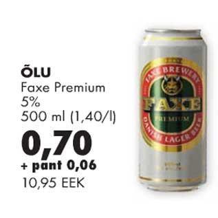 Allahindlus - Õlu Faxe Premium