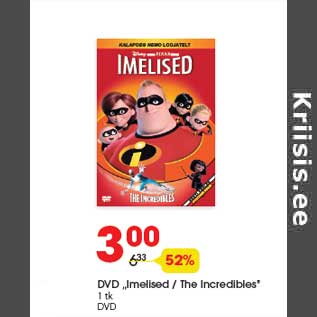 Allahindlus - DVD „Imelised / The Incredibles” 1 tk