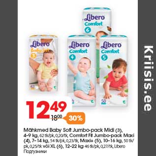 Allahindlus - Mähkmed Baby Soft Jumbo-pack