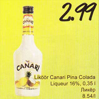 Allahindlus - Liköör Canari Pina Colada Ligueur