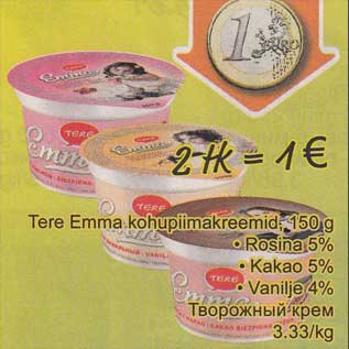 Allahindlus - Tere Emma kohupiimakreemid, 150 g