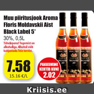 Allahindlus - Muu piiritusjook Aroma Floris Moldavskii Aist Black Label 5*