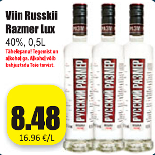 Allahindlus - Viin Russkii razmer Lux