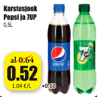 Allahindlus - Karastusjook Pepsi ja 7UP 0,5 l