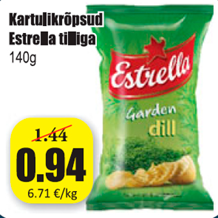 Allahindlus - Kartulikrõpsud Estrella tilliga 140 g