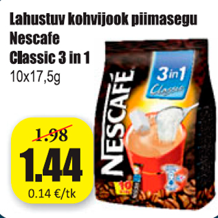 Allahindlus - Lahustuv kohvijook piimasegu Nescafe Classic 3 in 1