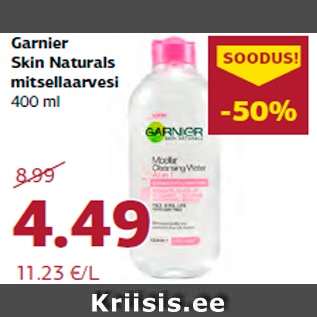 Allahindlus - Garnier Skin Naturals mitsellaarvesi 400 ml