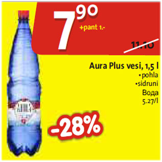 Allahindlus - Aura Plus vesi, 1,5 L