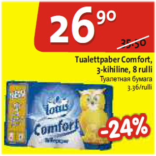 Allahindlus - Tualettpaber Comfort, 3-kihiline, 8rulli