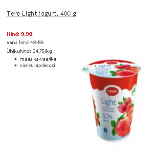 Allahindlus - Tere Light jogurt