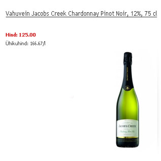 Allahindlus - Vahuvein Jacobs Creek Chardonnay Pinot Noir