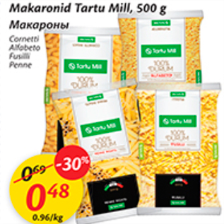 Allahindlus - Makaronid Tartu Mill, 500 g