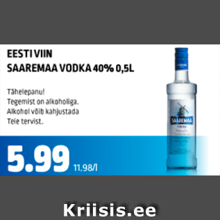 Allahindlus - EESTI VIIN SAAREMAA VODKA