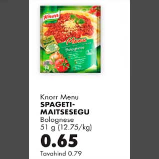 Allahindlus - Knorr Menu Spagetimaitsesegu