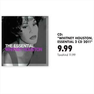 Allahindlus - CD: "Whitney houston, Essential 2 CD 2011"