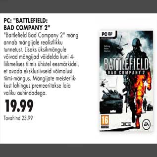 Allahindlus - PC: "BATTLEFIELD: BAD COMPANY 2"