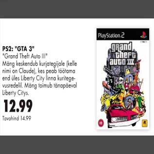 Allahindlus - PS2:"GTA 3"