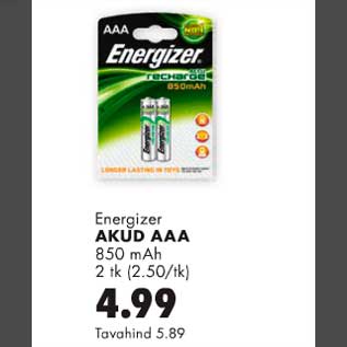 Allahindlus - Energizer Akud AAA