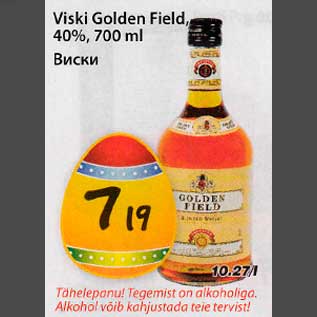 Allahindlus - Viski Golden Field, 40%, 700ml