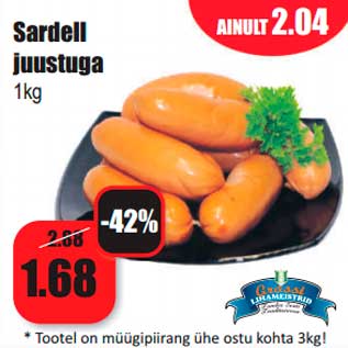 Allahindlus - Sardell juustuga 1kg