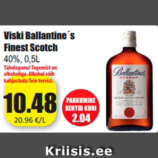 Allahindlus - Viski Ballantine´s Finest Scotch