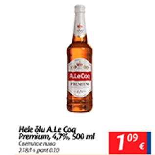 Allahindlus - Helle õlu A.Le Coq Premium