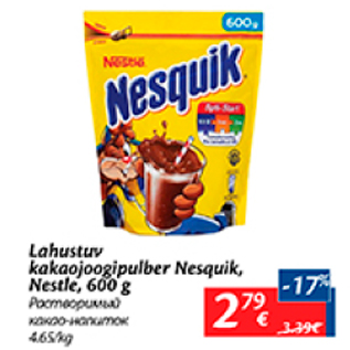 Allahindlus - Lahustuv kakaojoogipulber Nesquik, Nestle, 600 g