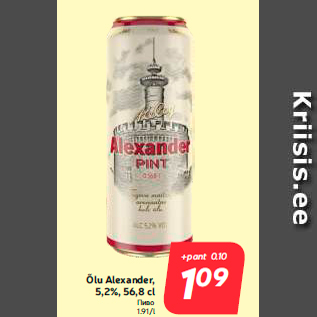 Allahindlus - Õlu Alexander, 5,2%, 56,8 cl