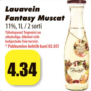 Allahindlus - Lauavein Fantasy Muscat 11%,1L / 2 sorti