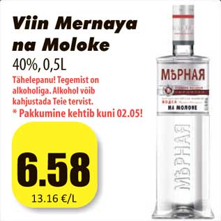 Allahindlus - Viin Mernaya na Moloke 40%,0,5L