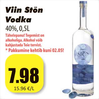 Allahindlus - Viin Stön Vodka 40%,0,5L